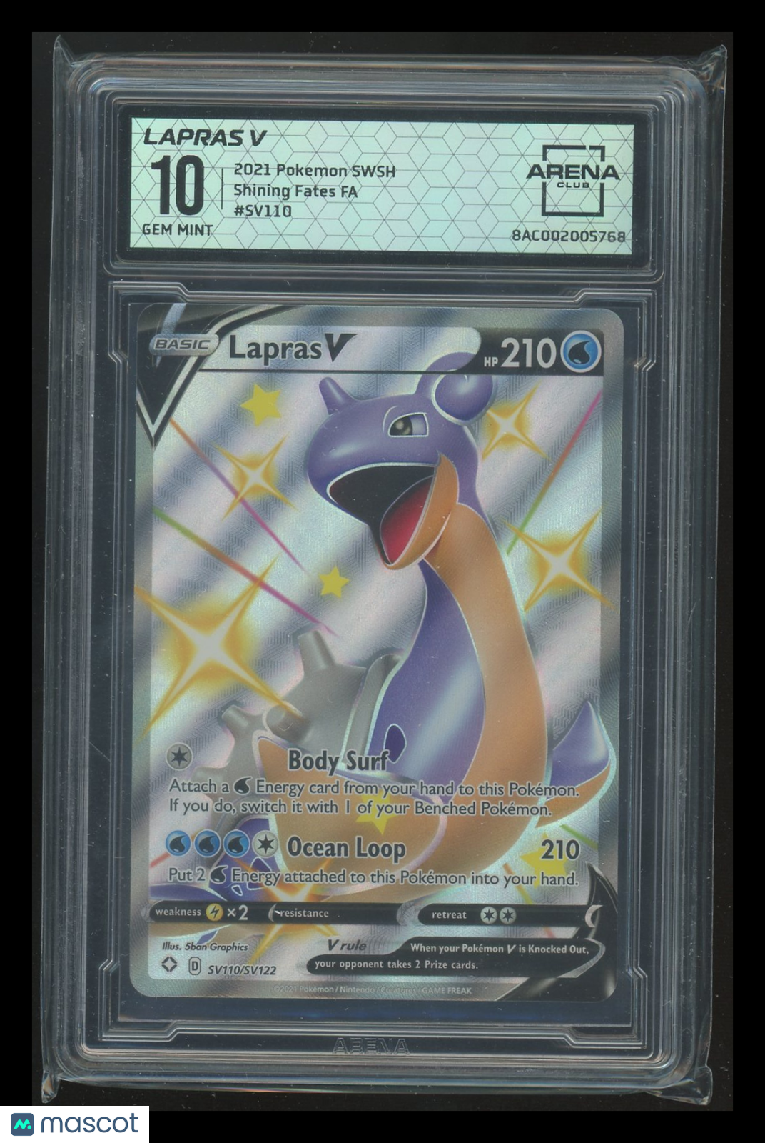 Lapras V #SV110/SV122 Arena Club 10 2021 Pokemon Shining Fates