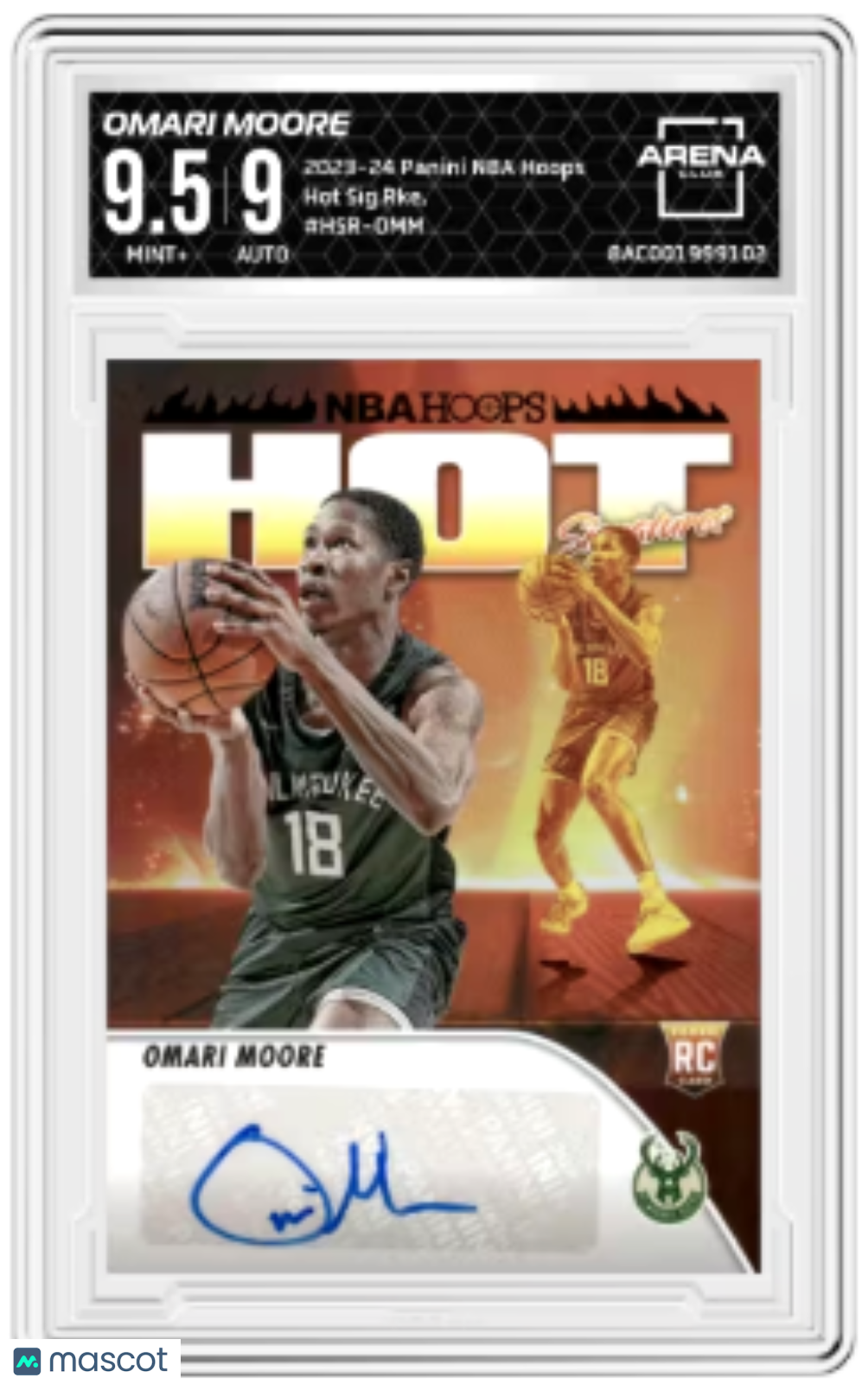 2023-24 Panini NBA Hoops Omari Moore #HSR-OMM Hot Signatures Rookie  AC 9.5