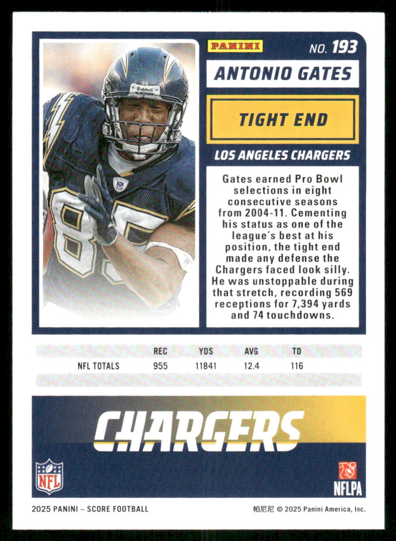 2025 Score a Treat Antonio Gates #193 Football