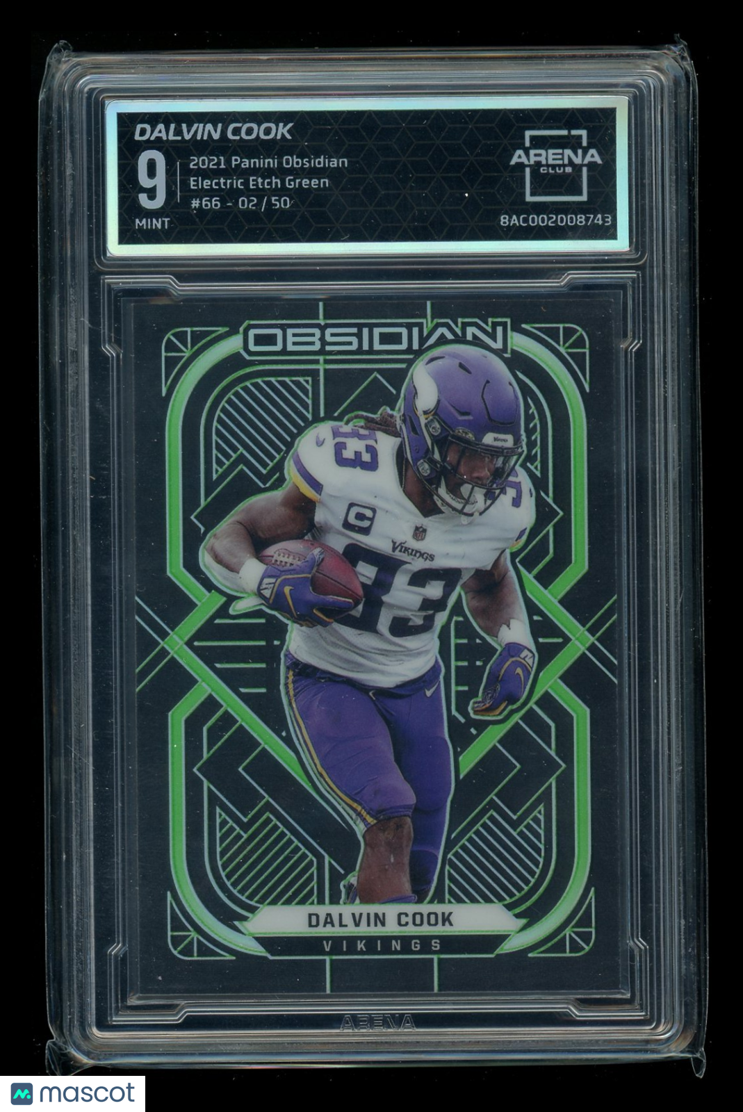 2021 Panini Obsidian Electric Etch Green Dalvin Cook #66 02/50 Arena Club 9