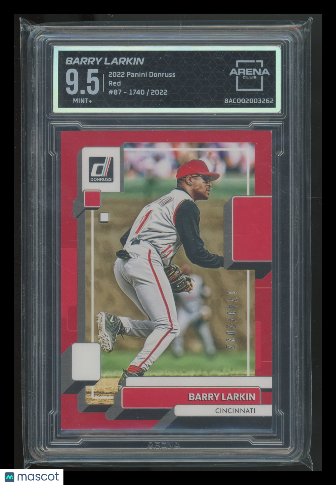 2022 Panini Donruss Red Barry Larkin #87 1740/2022 Baseball Arena Club 9.5