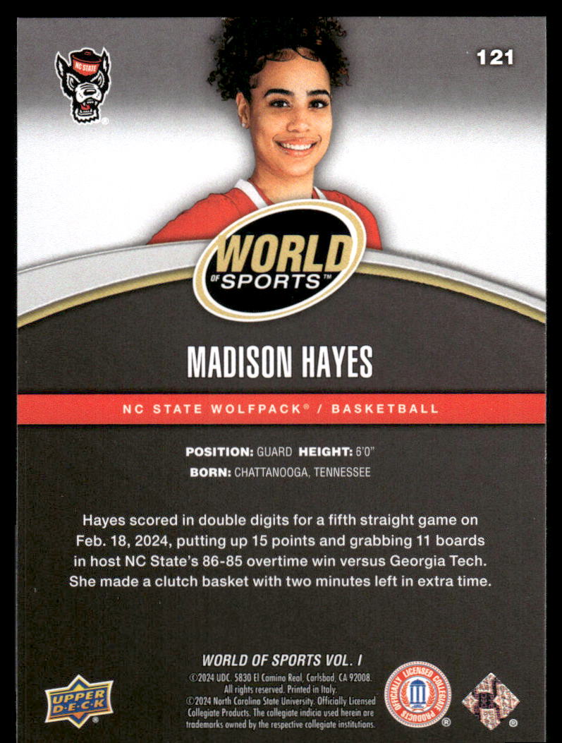 2025 Upper Deck World Sports Madison Hayes #121 / Basketball