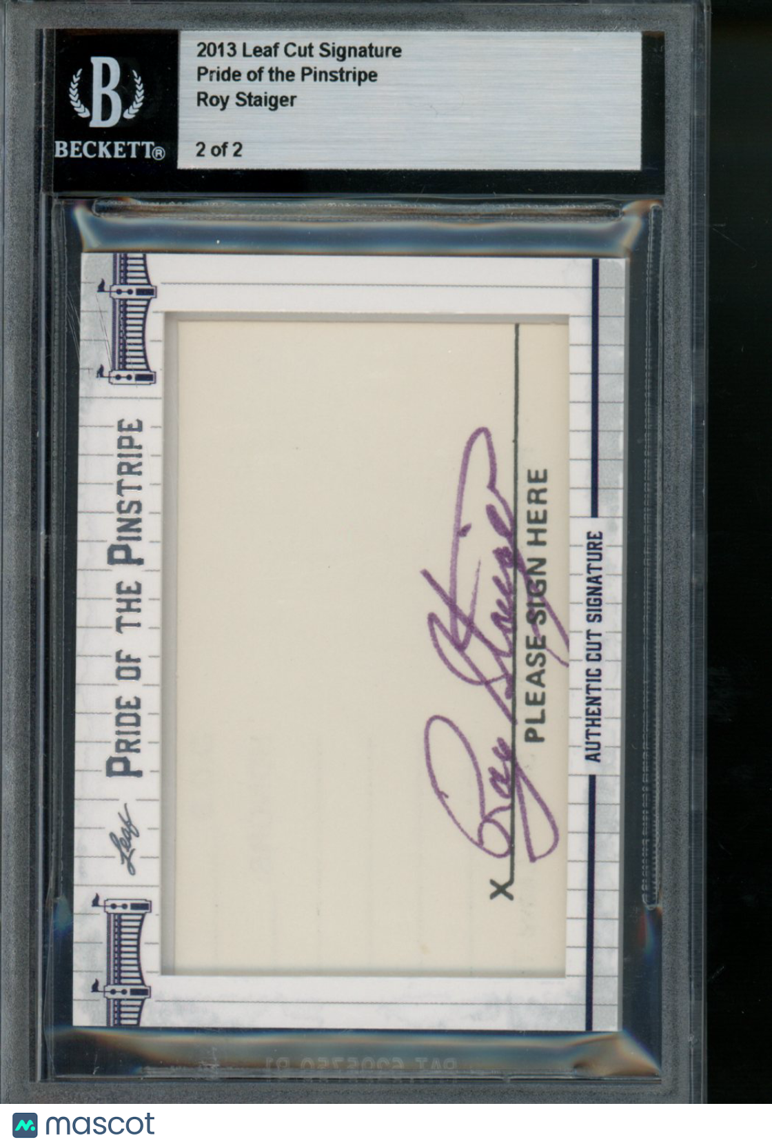 2013 Leaf Cut Signature Roy Staiger 2/2 Baseball