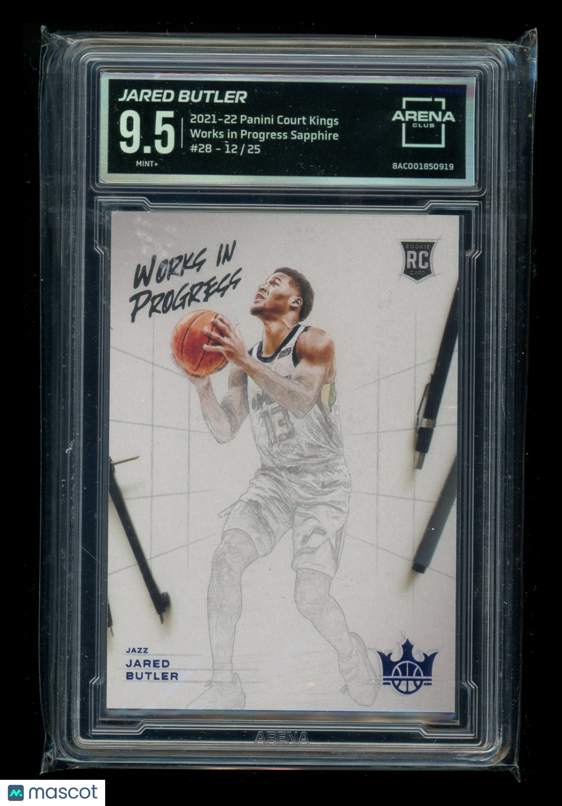 2021-22 Panini Court Kings In Progress Sapphire Jared Butler #28 RC 12/25 AC 9.5