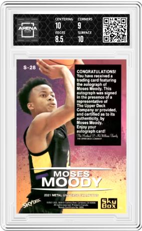 2021 Skybox Metal UC Moses Moody #S-28 Skybox Premium Gold Auto AC  9