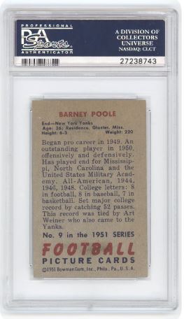 1951 Bowman Barney Poole #9 Football PSA 4