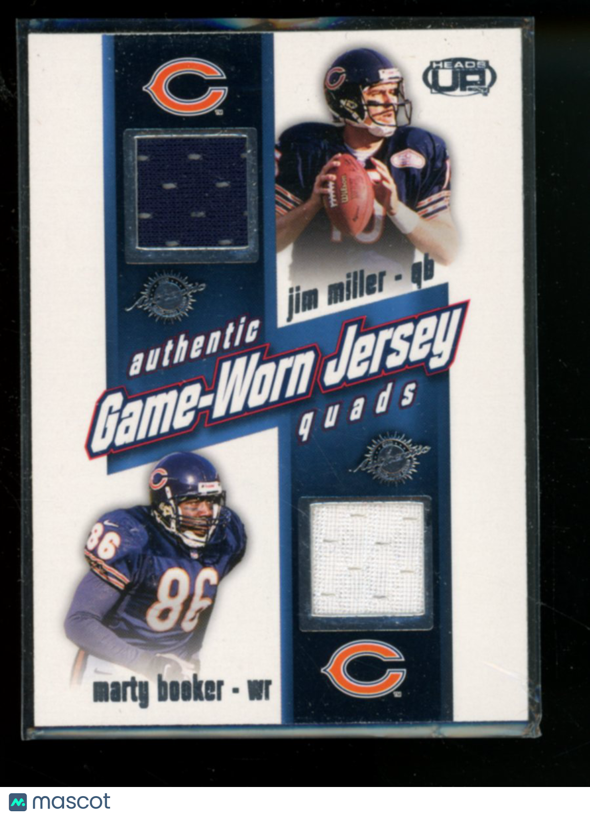 2002 Upper Deck Heads Up Terrell Booker  Urlacher  Miller #6 Game-Worn Jersey