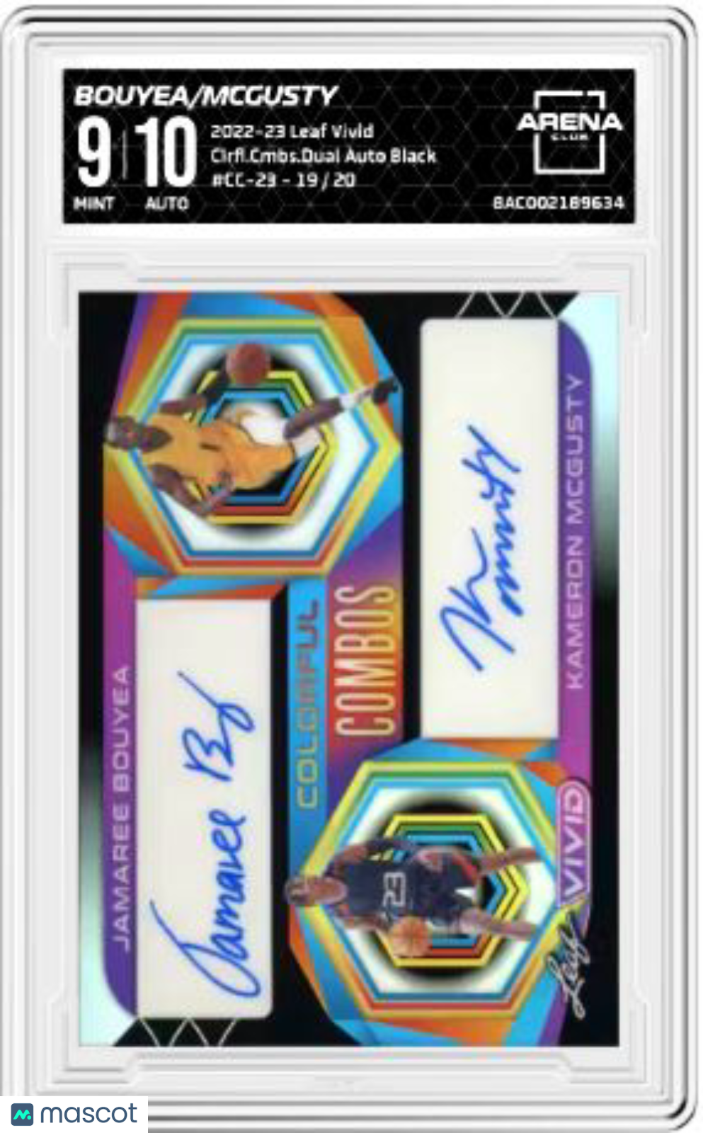 2022-23 Leaf Vivid Bouyea/NcGusty #CC-23 Color Combos Dual Auto Black 19/20