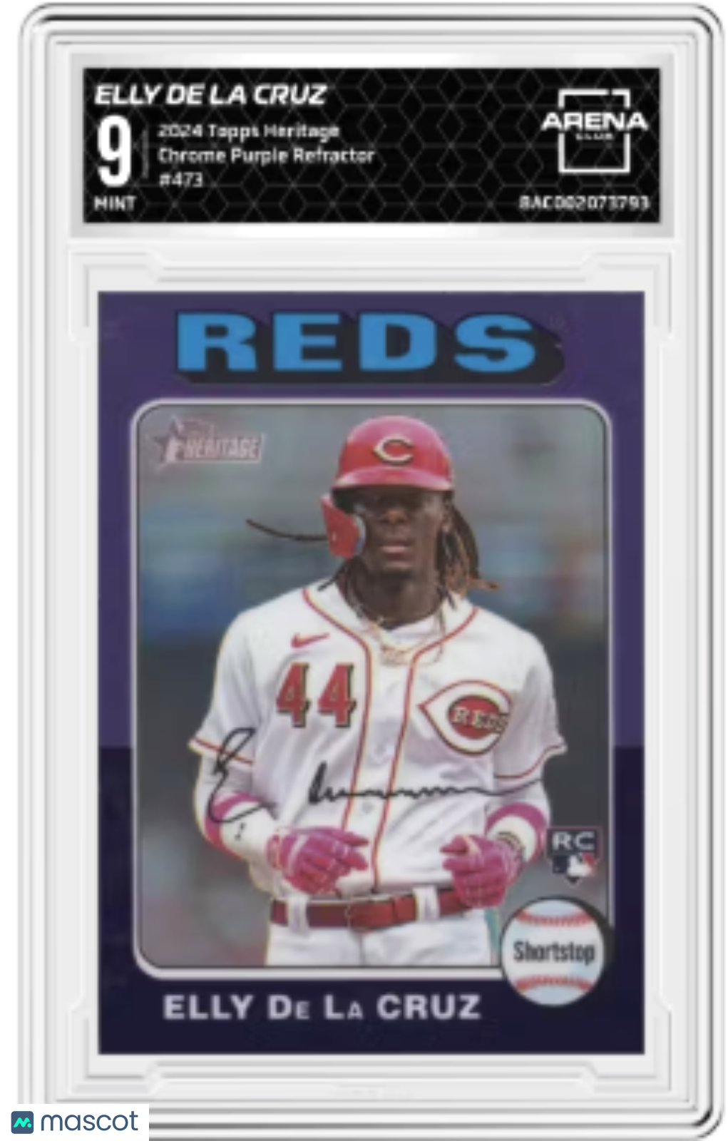 2024 Topps Heritage Elly De La Cruz #473 Chrome Purple Refractor Arena Club 9