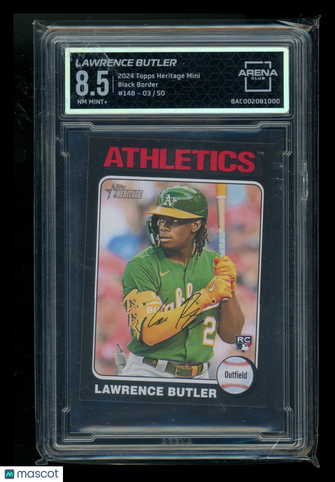 2024 Topps Heritage Mini Black Border Lawrence Butler #148 03/50 RC AC 8.5