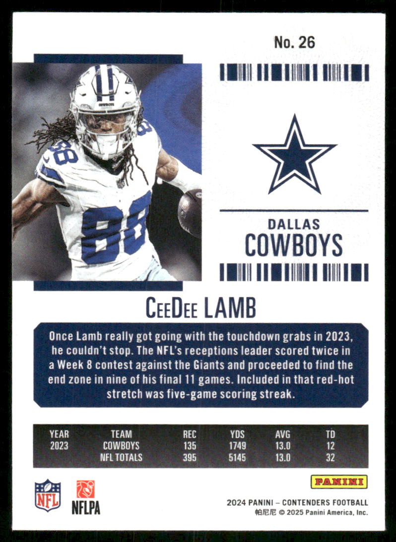 2024 Panini Contenders Football CeeDee Lamb #26 Football