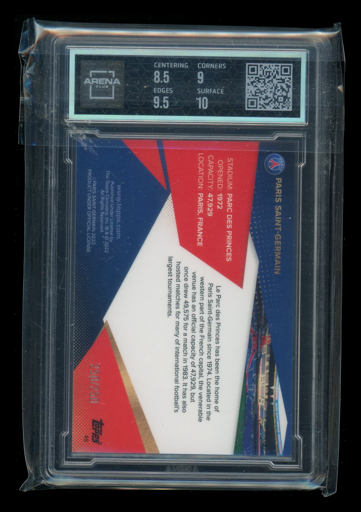 2021-22 Topps PSG TS Rainbow Foil Parc Des Princes #49 250/250 Arena Club 9