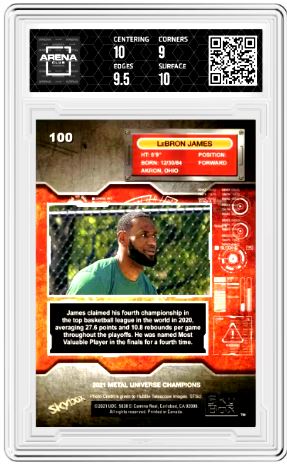 2021 Skybox Metal Universe Champions LeBron James #100 Basketball Arena Club 9.5