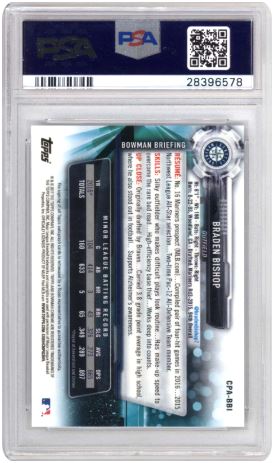 2017 Bowman Chrome Prospect Autographs Braden Bishop #BBI Baseball PSA 9