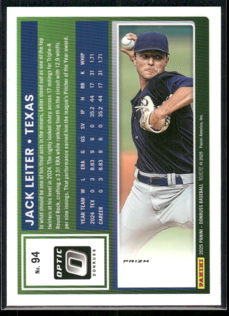 2025 Donruss Jack Leiter #94 Black Circles Optic Baseball