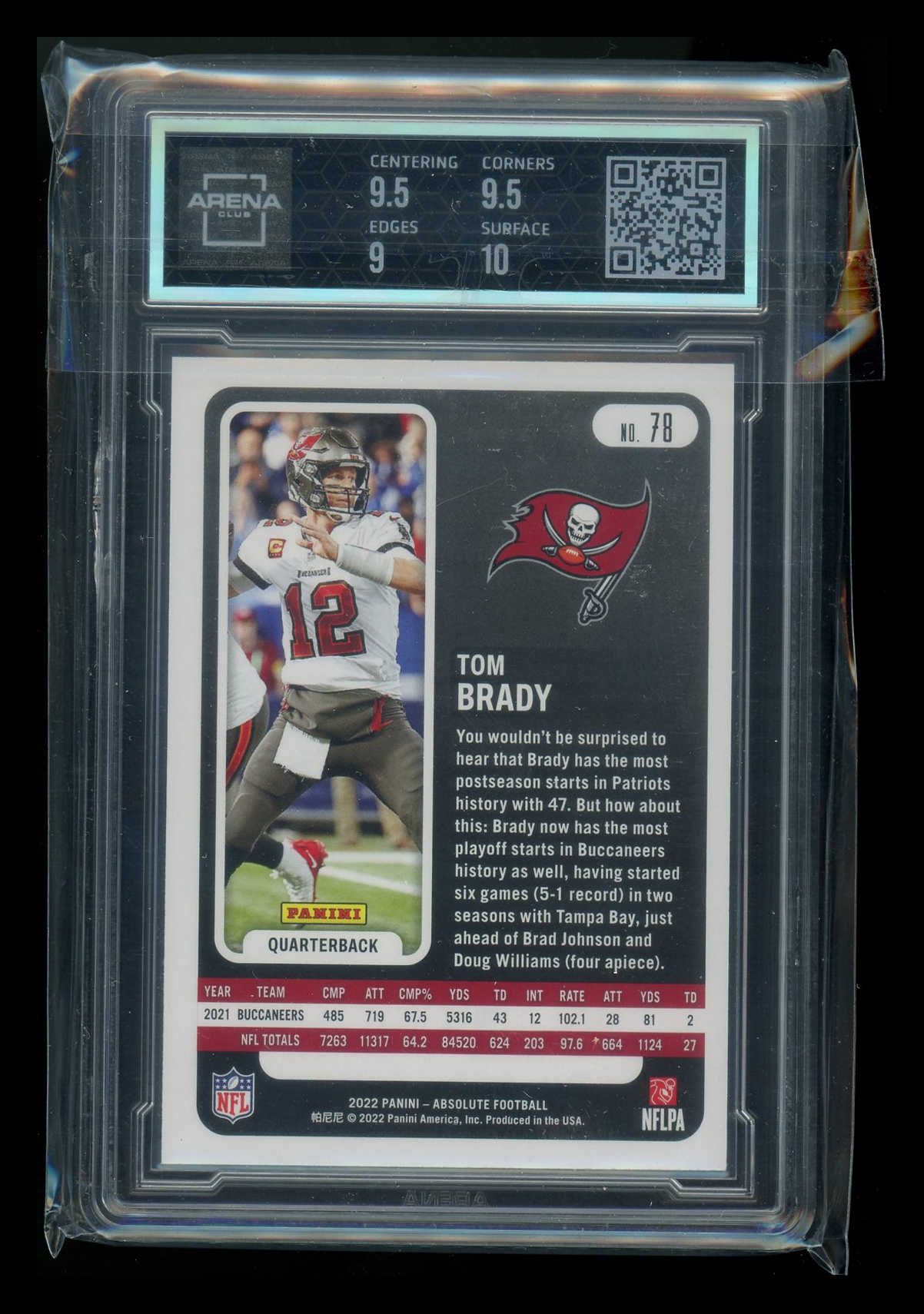 2022 Panini Absolute Tom Brady #78 Green Football Arena Club 9.5