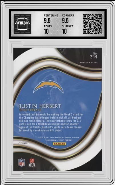 2020 Panini Select Justin Herbert #344 Field Level Die-Cut Tri Color AC 10