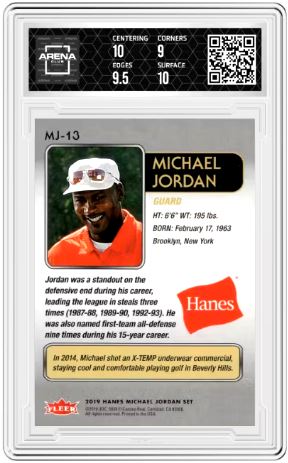2018-19 Fleer Hanes MJ Michael Jordan #MJ-13 Basketball Arena Club 9.5