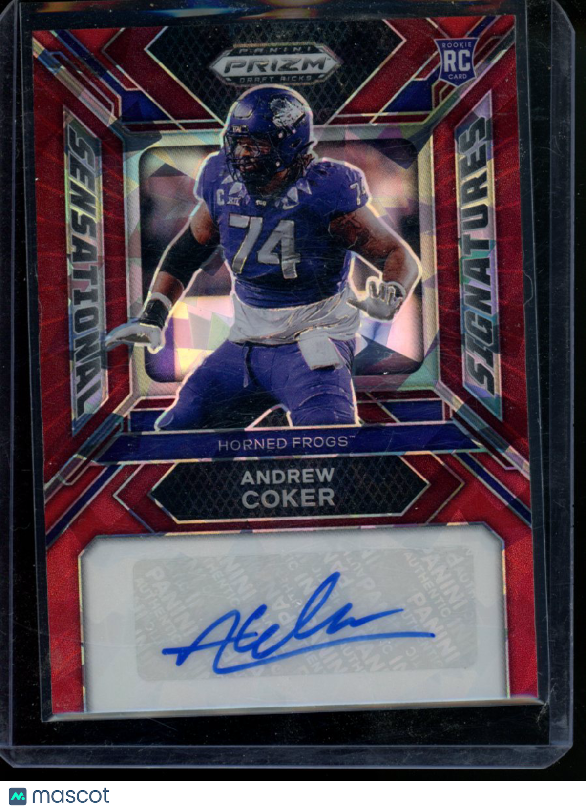 2024 Panini Prizm DP Andrew Coker #SS-ACR Auto Red Ice Sensational Signs RC