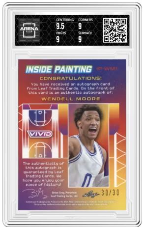 2022-23 Leaf Vivid Wendell Moore #30/30 Inside Painting Auto Navy Blue AC 9