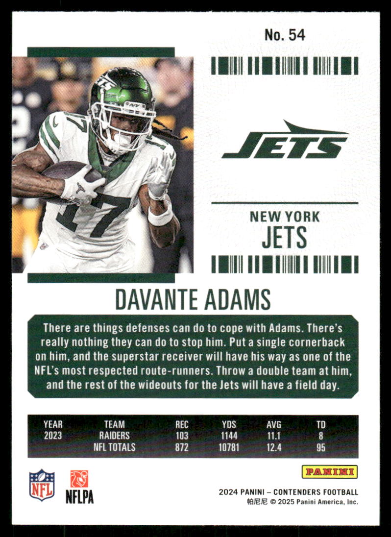 2025 Panini Contenders Football Davante Adams #54 Football