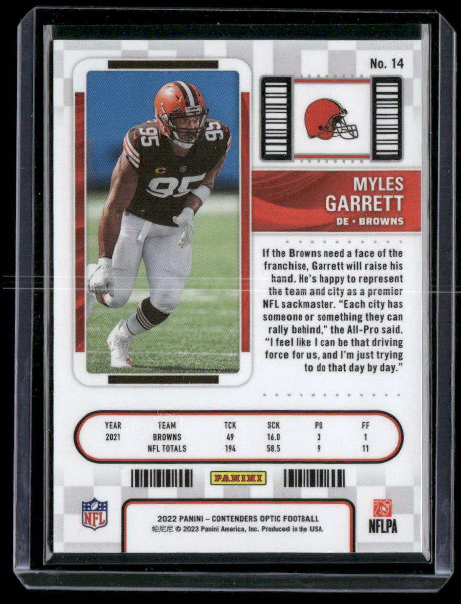 2022 Panini Contenders Optic Football Myles Garrett #No. 14 Season Ticket