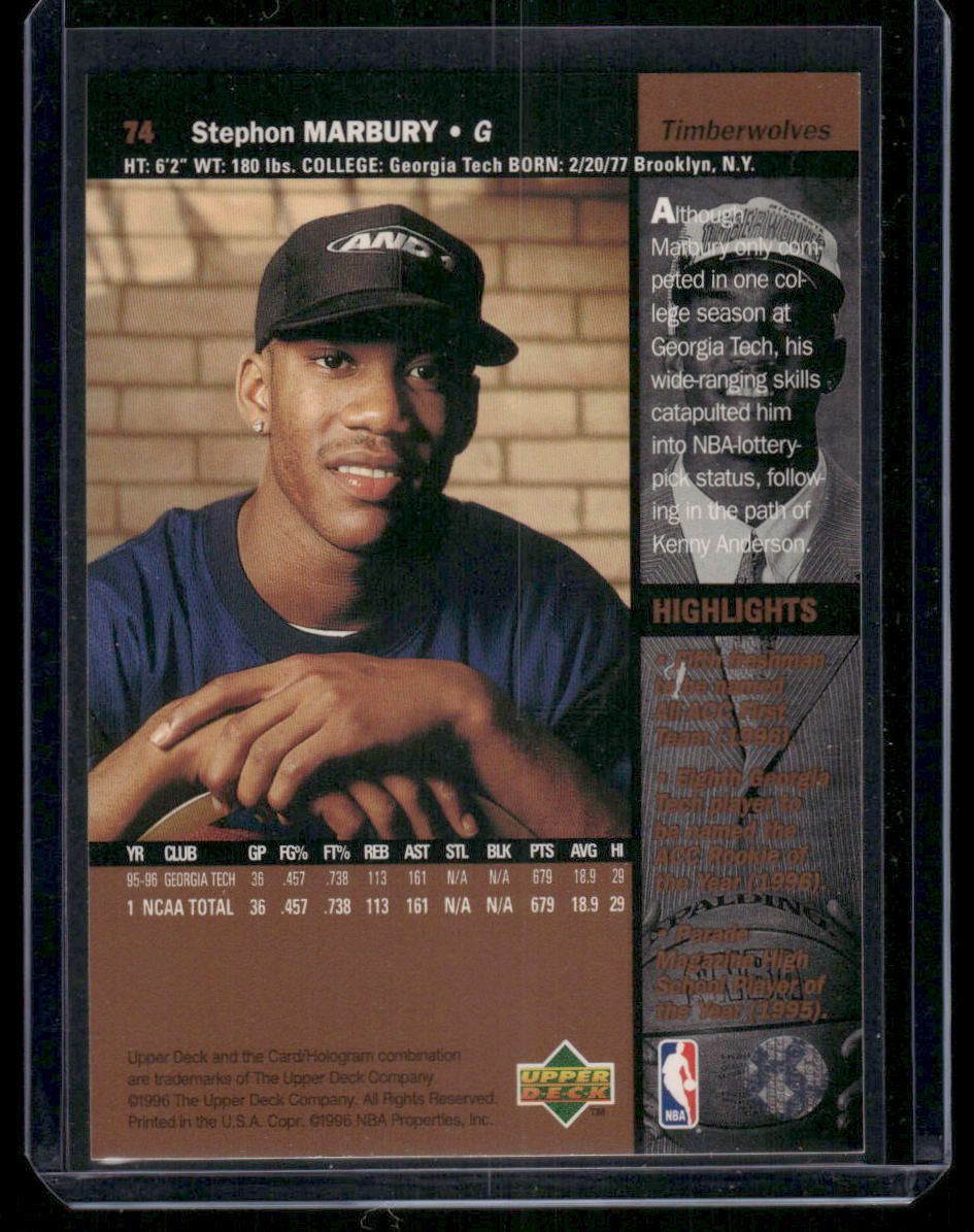 1996-97 Upper Deck Stephon Marbury #74 Basketball