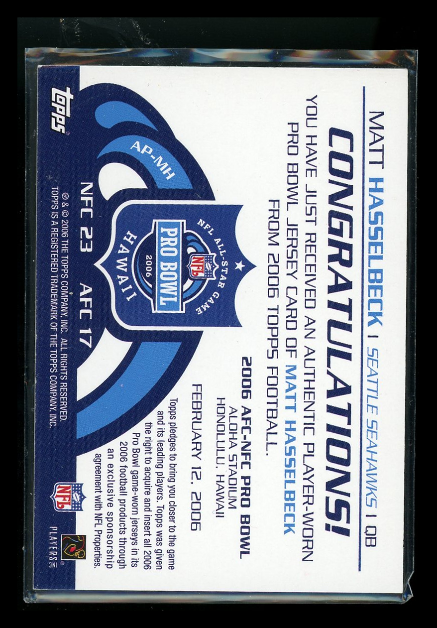 2006 Topps All Pro Relics Matt Hasselbeck #APR-MH Jersey Patch Football