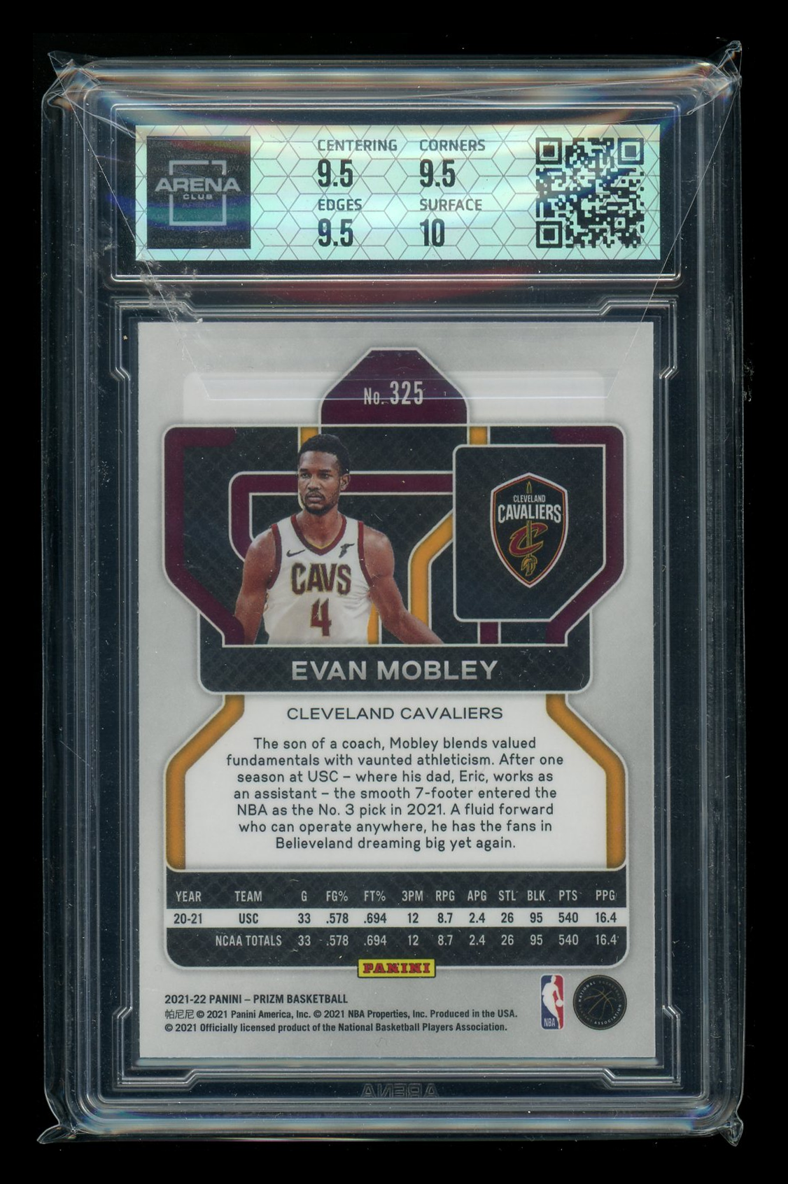 2021-22 Panini Prizm Evan Mobley #325 RC Basketball Arena Club 10