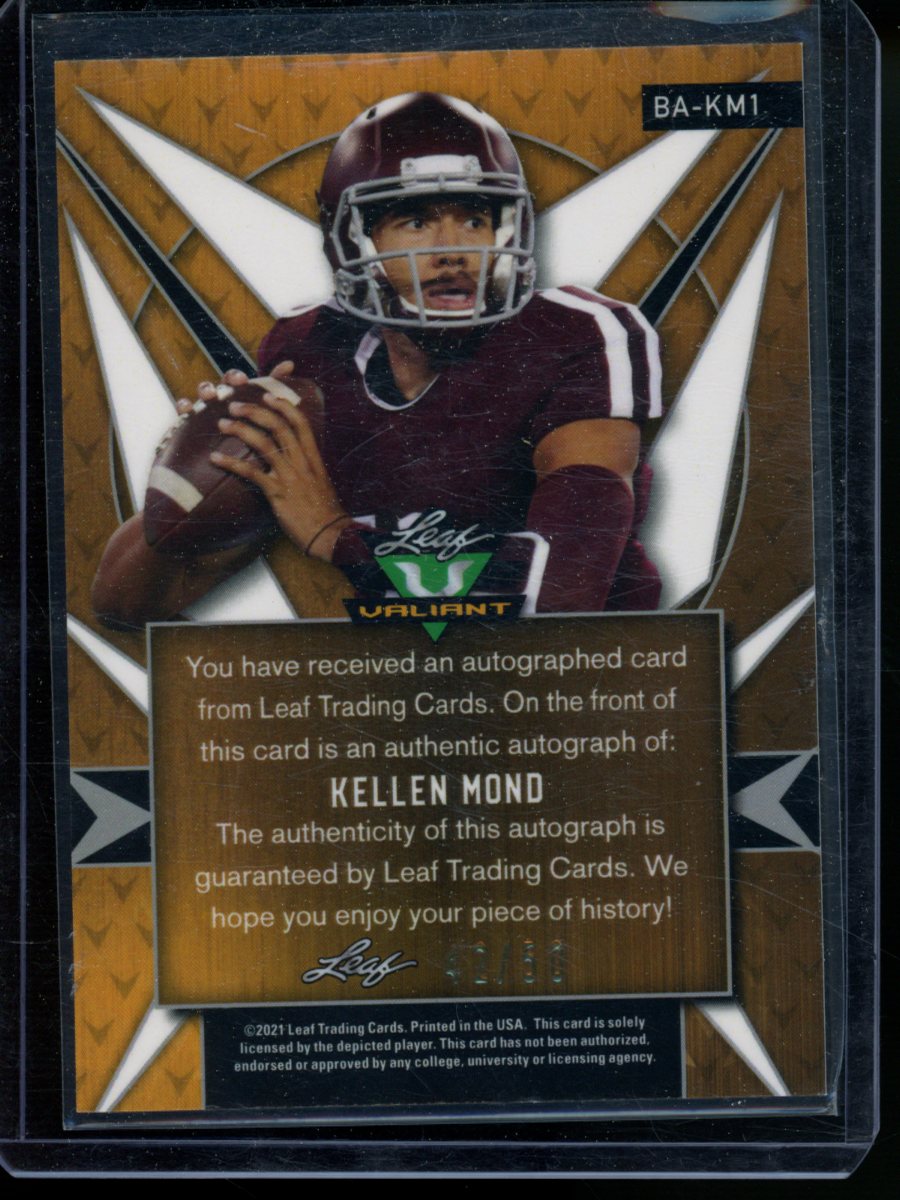 2021 Leaf Valiant Kellen Mond #BA-KM1 42/50 Autograph RC Football