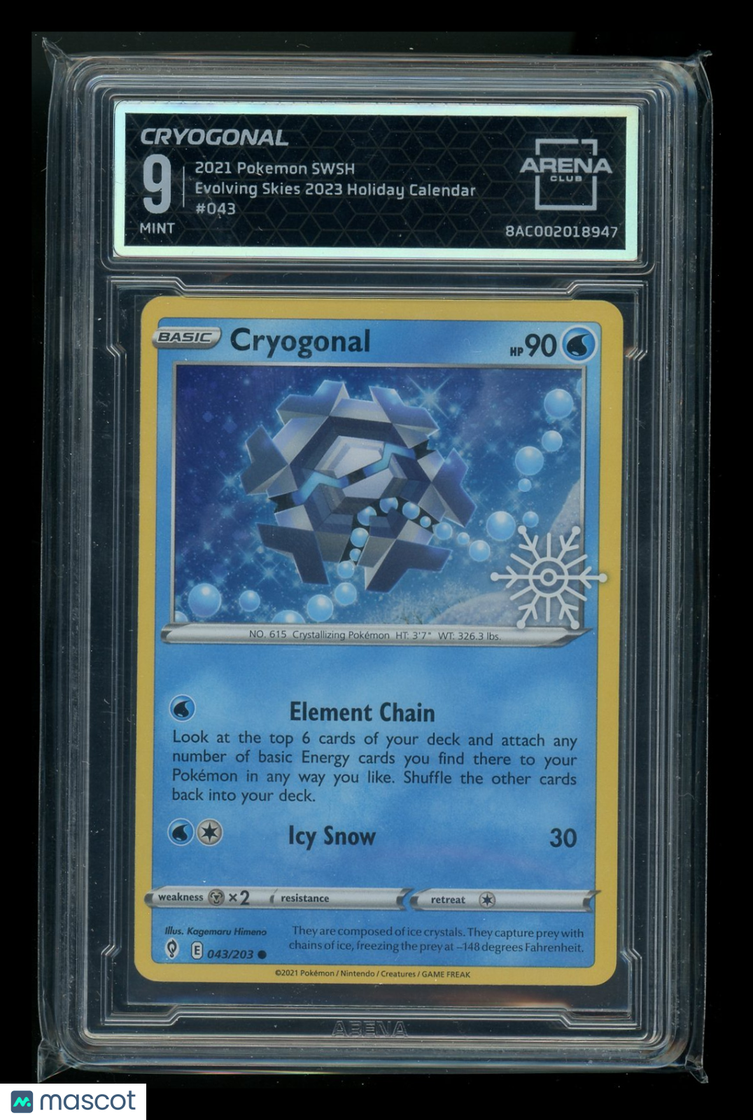 Cryogonal #043/203 Arena Club 9 2021 Pokemon Evolving Skies Holiday Calendar