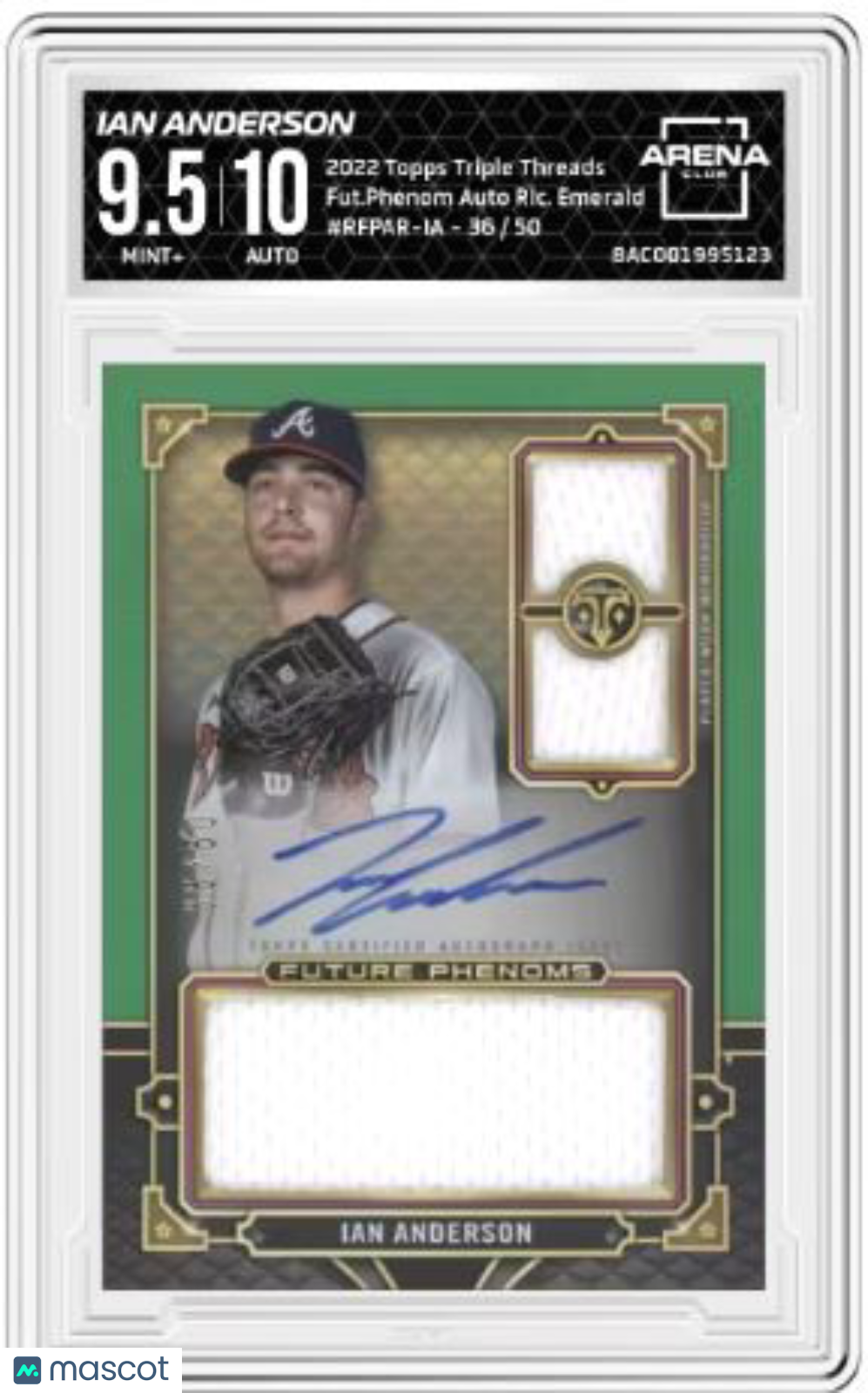 2022 Topps Triple Threads Ian Anderson #RFPAR-IA Emerald 36/50 Arena Club 9.5