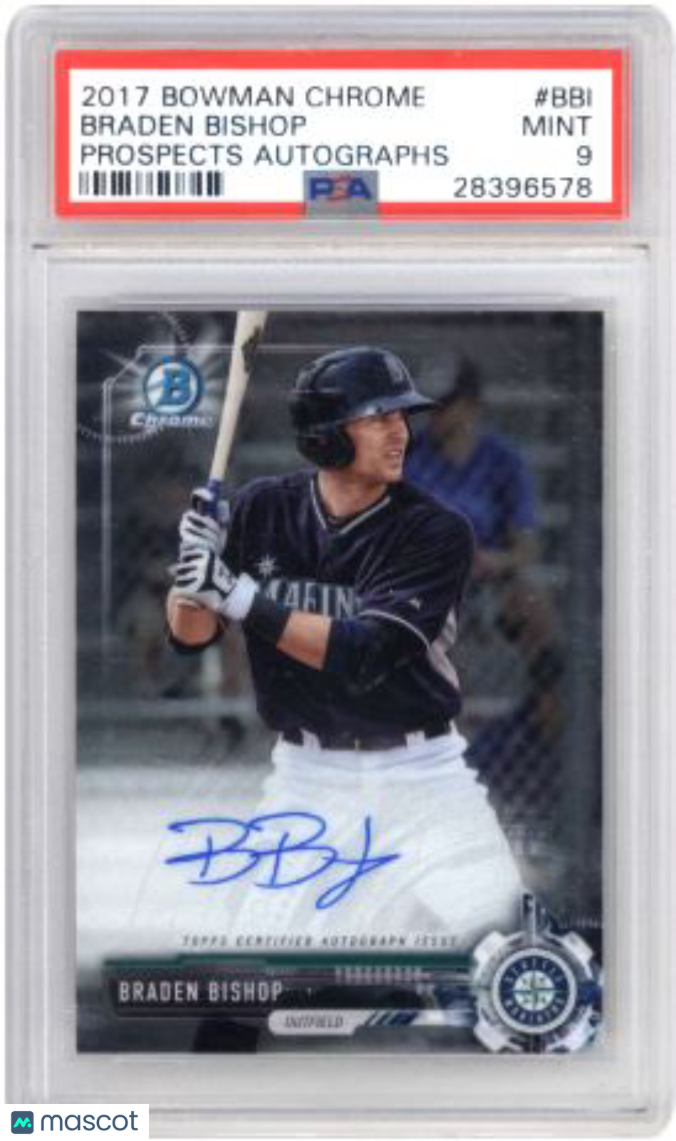 2017 Bowman Chrome Prospect Autographs Braden Bishop #BBI Baseball PSA 9