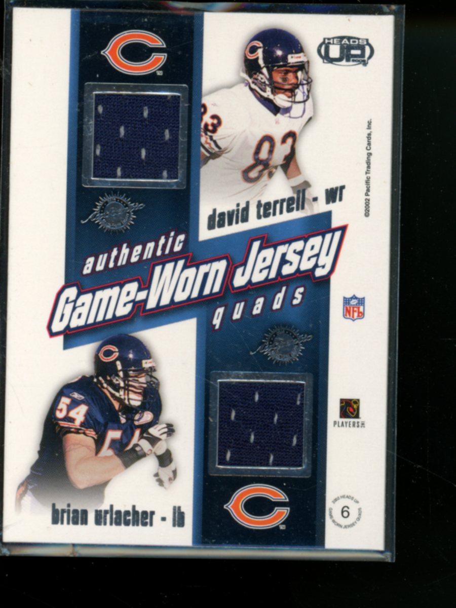 2002 Upper Deck Heads Up Terrell Booker  Urlacher  Miller #6 Game-Worn Jersey