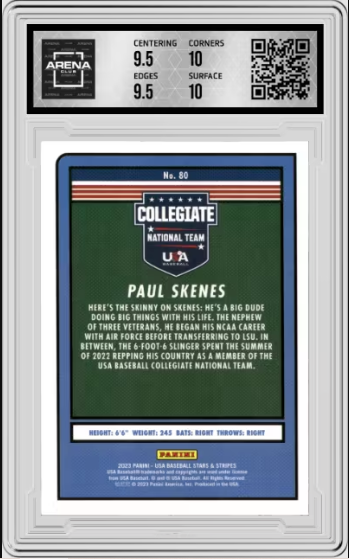 2023 Panini USA Baseball Stars & Stripes Paul Skenes #80 Baseball AC 10