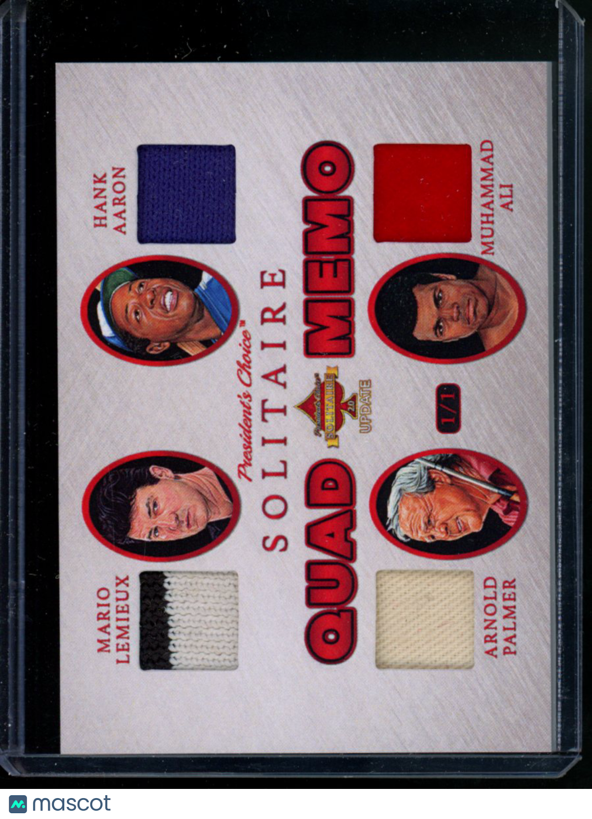 2023 Presidents Choice Solitaire Aaron/Palmer/Ali/Lemieux Quad Memorabilia 1/1