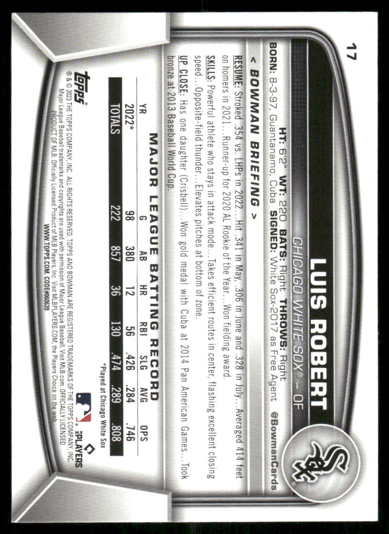 2023 Bowman Luis Robert #17 Baseball