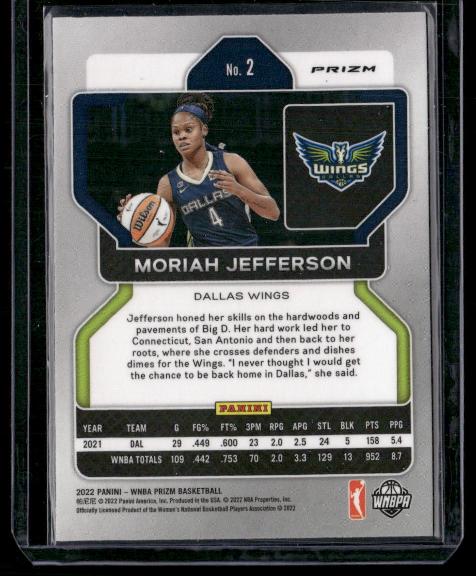 2022 Panini WNBA Prizm Moriah Jefferson #2 Green Basketball