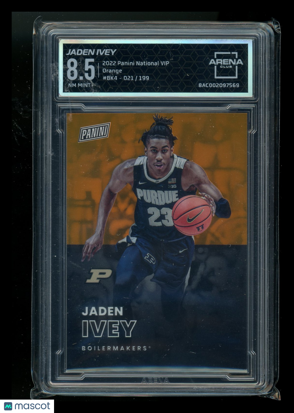 2022 Panini National VIP Orange Jaden Ivey #BK4 021/199 Arena Club 8.5