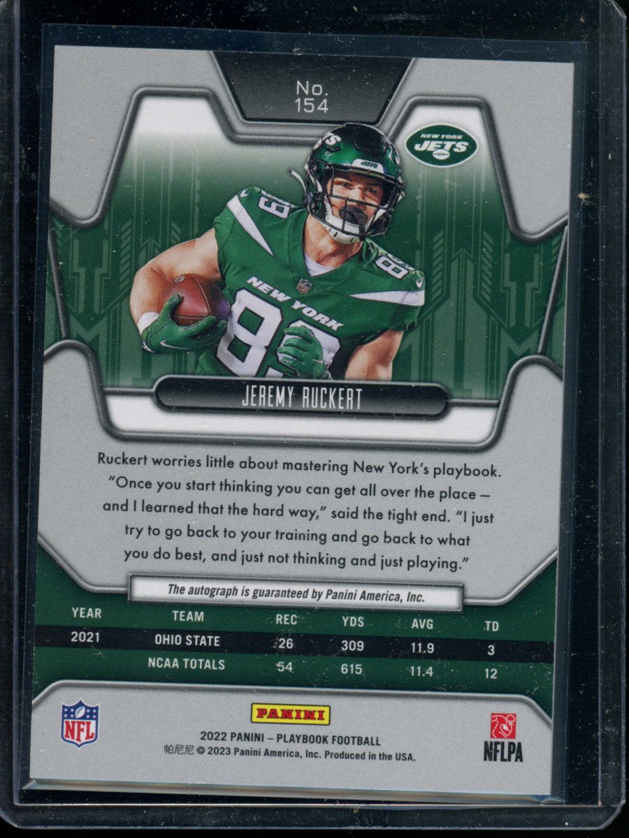 2022 Panini Playbook Jeremy Ruckert #154 Auto RC Football