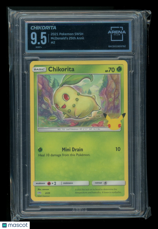 Chikorita #2/25 Arena Club 9.5 2021 Pokemon SWSH McDonald's 25th Anniversary
