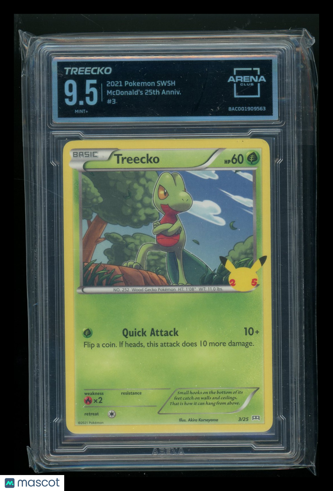 Treecko #3/25 Arena Club 9.5 2021 Pokemon SWSH McDonald's 25th Anniv.