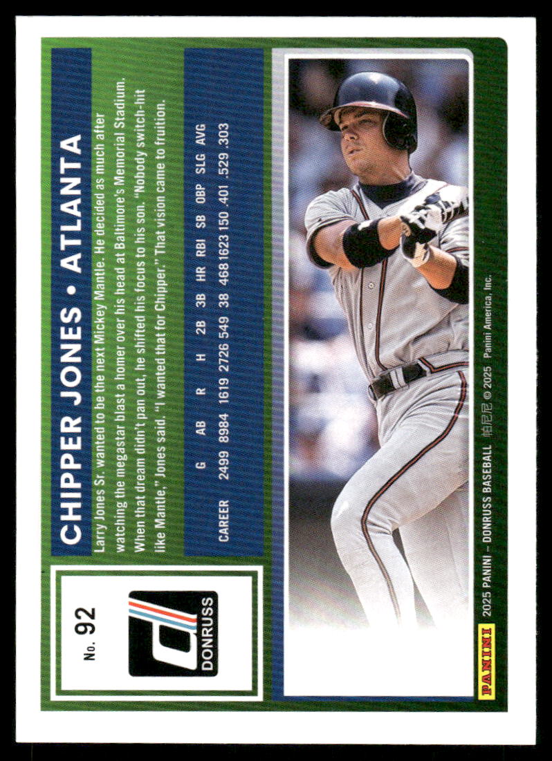 2025 Donruss Chipper Jones #92 Baseball