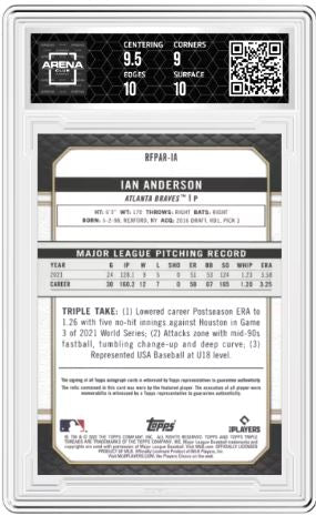 2022 Topps Triple Threads Ian Anderson #RFPAR-IA Emerald 36/50 Arena Club 9.5