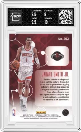 2022-23 Panini Chronicles Jabari Smith #203 Essentials Arena Club 9.5