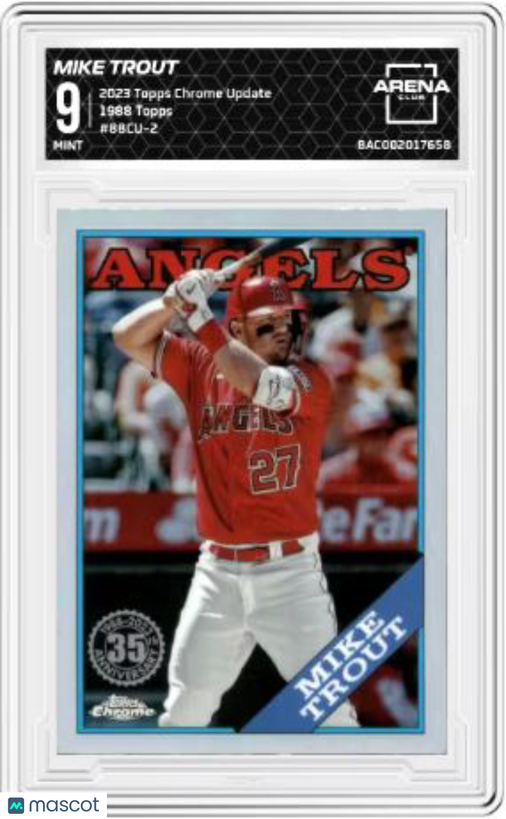 2023 Topps Chrome Update Mike Trout #88CU-2 1988 Topps 35th Anniversary AC 9