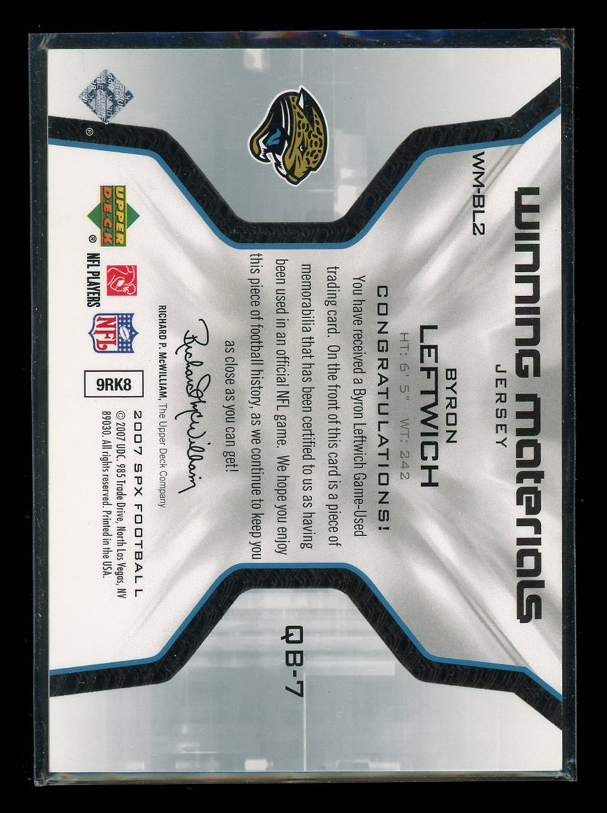 2007 Upper Deck Winning Materials Byron Leftwich #WM-BL2 Jersey Football
