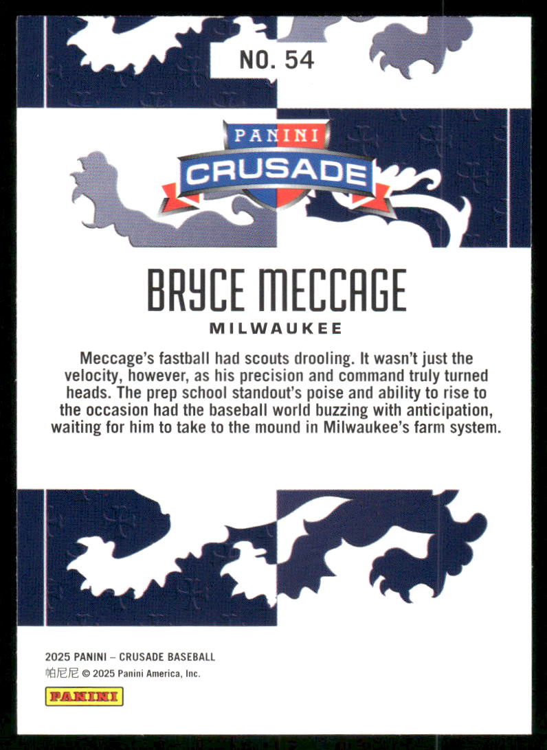 2025 Panini Crusade Baseball Bryce Meccage #54 Baseball