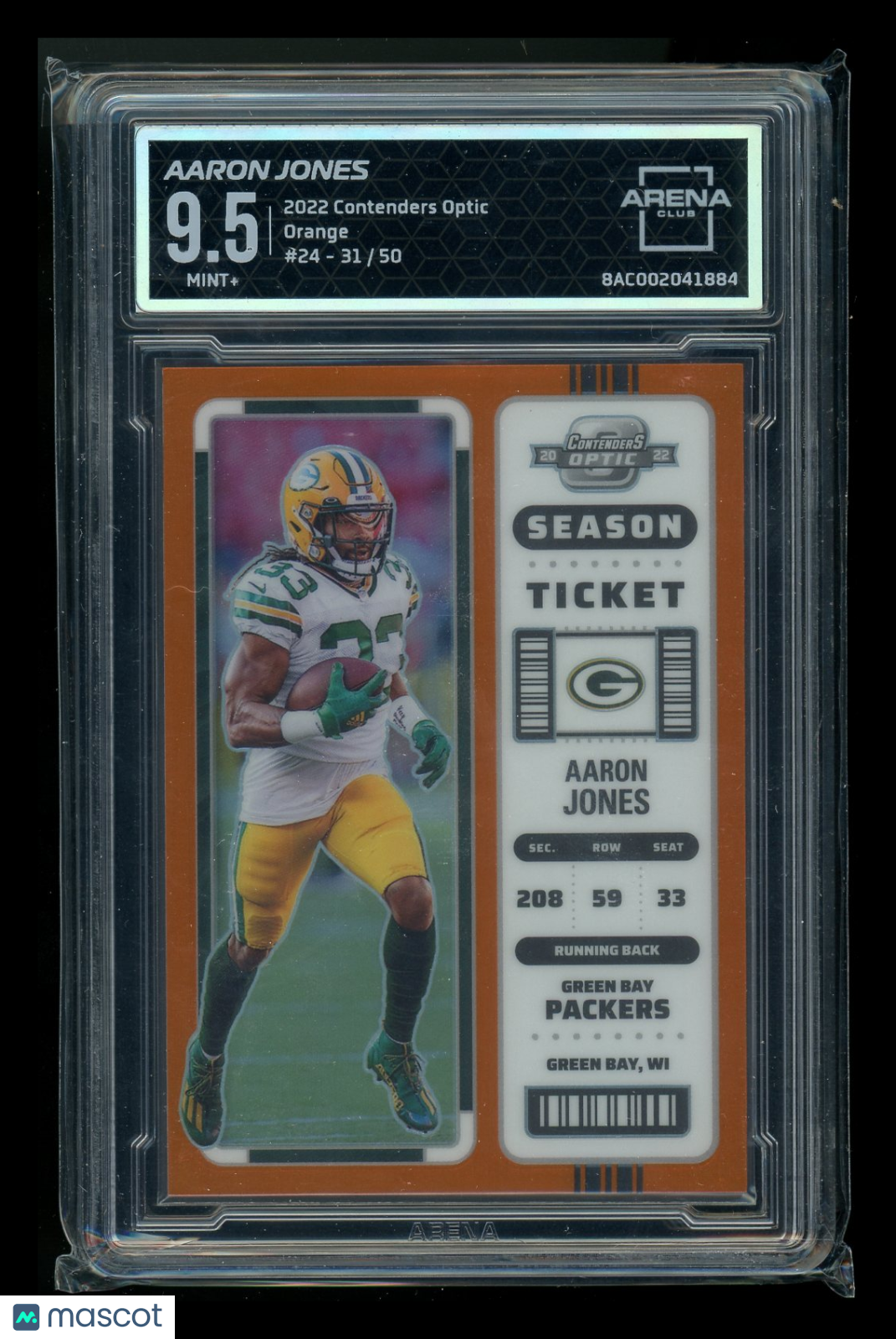 2023 Panini Contenders Optic Orange Aaron Jones #24 31/50  Arena Club 9.5