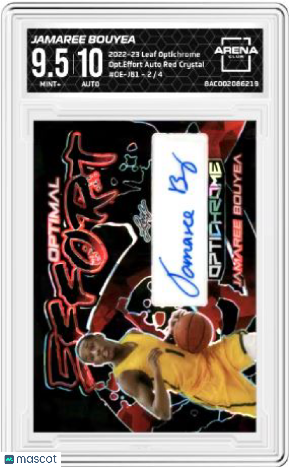 2022-23 Leaf Optichrome Jamaree Bouyea #OE-JB1 Opt. Effort Auto Red Crystal 2/4